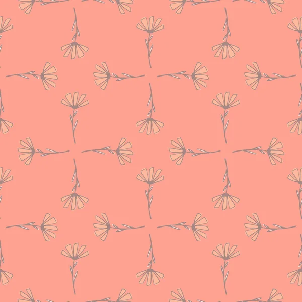 Pastel Tones Seamless Pattern Abstract Outline Flower Shapes Pink Background — Stock Vector