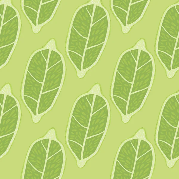 抽象水果无缝图案与手绘柠檬轮廓 浅绿色调色板打印 季节性纺织品印花 背景色和墙纸的矢量图解 — 图库矢量图片