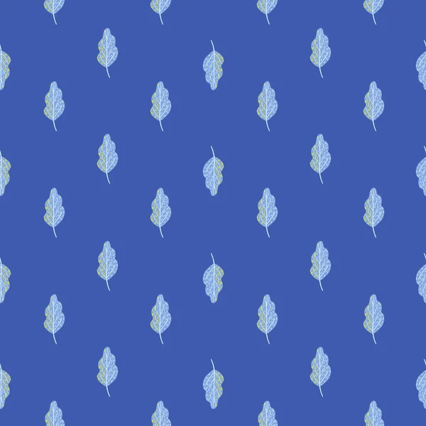 Абстрактный Ботанический Бесшовный Рисунок Небольшими Светло Голубыми Листьями Отпечаток Листа — стоковый вектор