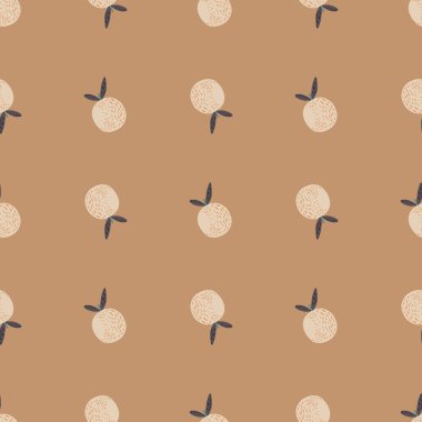 Gıda vitaminsiz karalama desenli soyut portakal meyve süsü. Bej arka plan. Kağıt ve kumaş dokuları için grafiksel tasarım. Vektör İllüstrasyonu.