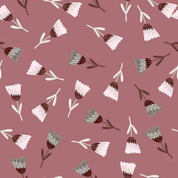 Бесшовный Случайный Узор Маленькими Креативными Цветочками Розовый Бледный Фон Плоская — стоковый вектор