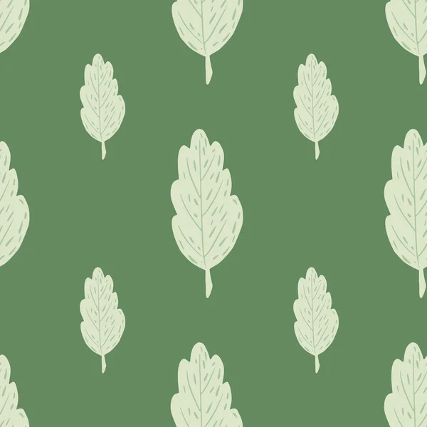 ライトリーフの装飾が施されたミニマルなボタニックシームパターン 緑の背景 季節のテキスタイルプリント ファブリック バナー 背景や壁紙のためのベクトルイラスト — ストックベクタ