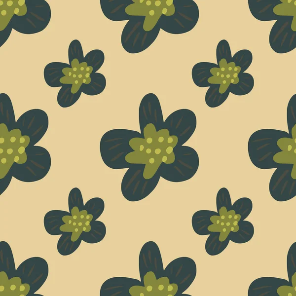 Abstrakcyjny Bezszwowy Wzór Prostymi Kwiatami Ornament Dirsy Nadruk Kolorze Zielonym — Wektor stockowy