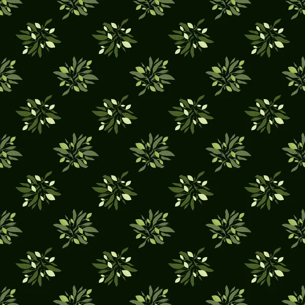 Creative Seamless Pattern Citrus Lemon Foliage Ornament Black Background Vector — Stock Vector