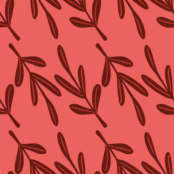 Marron Feuilles Abstraites Rouge Rameau Imprimé Motif Sans Couture Fond — Image vectorielle
