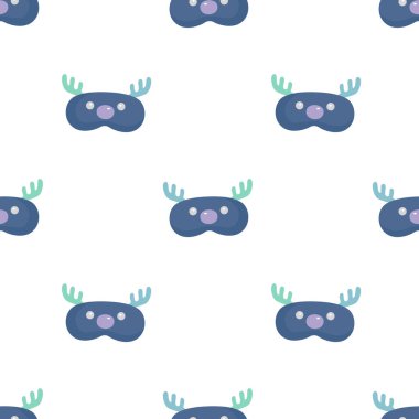 Beyaz arka planda baş geyik mavisi, geometrik, dikişsiz desen. Çocukların grafik tasarım elementleri farklı amaçlar için. Düz vektör illüstrasyonu.