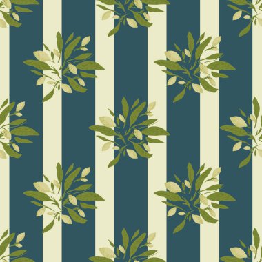 Oragic narenciye deseni, el çizimi limonlar ve yapraklar. Çizgili arka plan. Mevsimlik tekstil baskıları, kumaş, afişler, arkaplanlar ve duvar kağıtları için vektör illüstrasyonu.