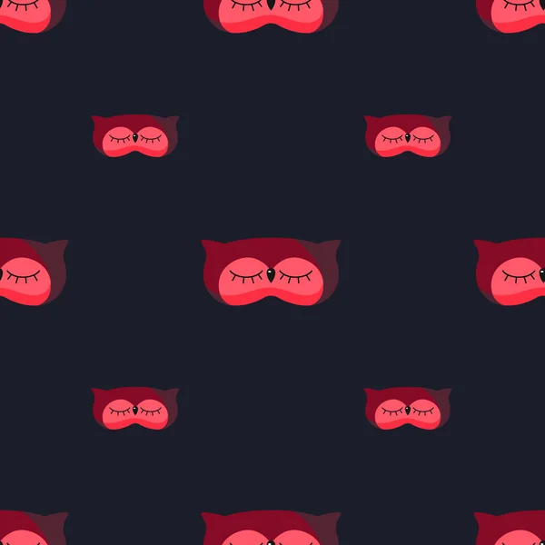 Сова Червоного Кольору Геометричний Безшовний Візерунок Чорному Тлі Дитячий Елемент — стоковий вектор