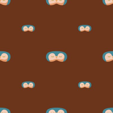 Penguen mavisi, kahverengi arka planda geometrik, dikişsiz desen. Çocukların grafik tasarım elementleri farklı amaçlar için. Düz vektör illüstrasyonu.