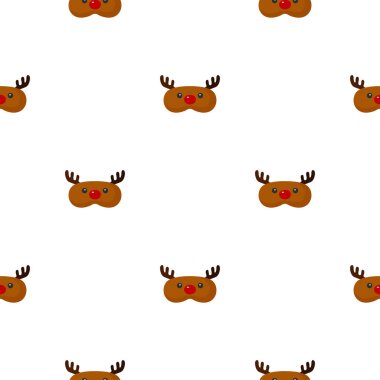 Maskeli geyik kahverengisi, beyaz arka planda geometrik, pürüzsüz desen. Çocukların grafik tasarım elementleri farklı amaçlar için. Düz vektör illüstrasyonu.