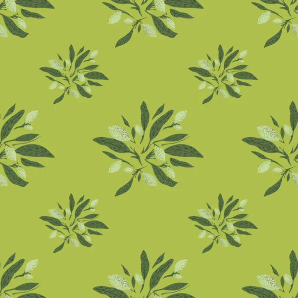 Creative Seamless Pattern Vintage Foliage Lemon Ornament Green Light Background — Stock Vector