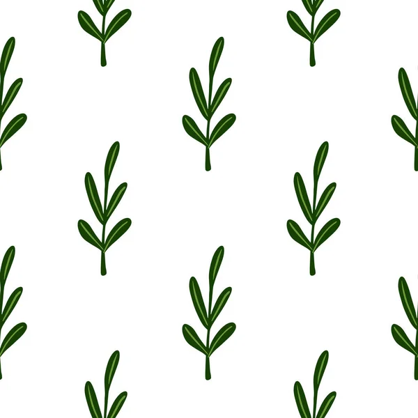 Botanique Motif Sans Couture Minimaliste Avec Ornement Vert Branches Feuilles — Image vectorielle