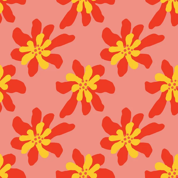 Patrón Brillante Sin Costuras Verano Con Adorno Flores Color Rojo — Vector de stock