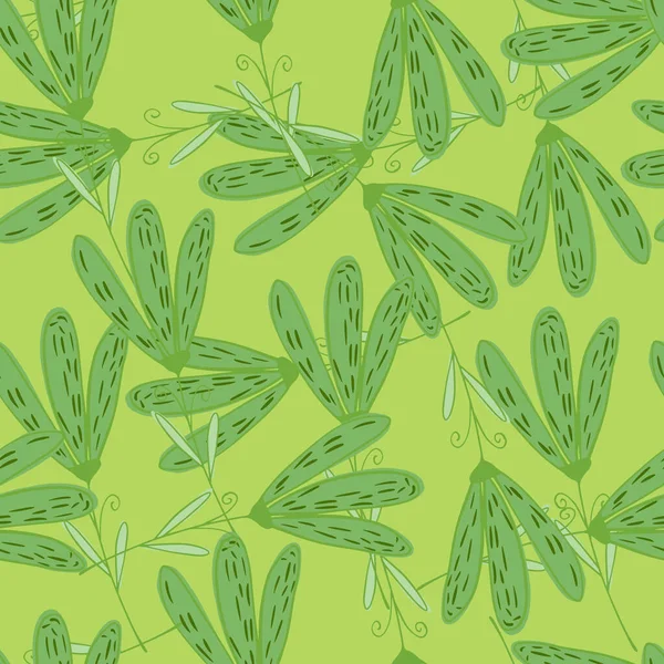 Простой Бесшовный Узор Зеленым Цветочным Принтом Пастельный Фон Диковинное Украшение — стоковый вектор