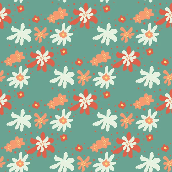 Paleta Colores Pastel Sin Costuras Con Estampado Abstracto Flores Blancas — Vector de stock