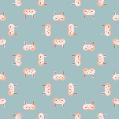 Açık mavi arkaplanda açık pembe renkli, geometrik, dikişsiz bir desen. Çocukların grafik tasarım elementleri farklı amaçlar için. Düz vektör illüstrasyonu.