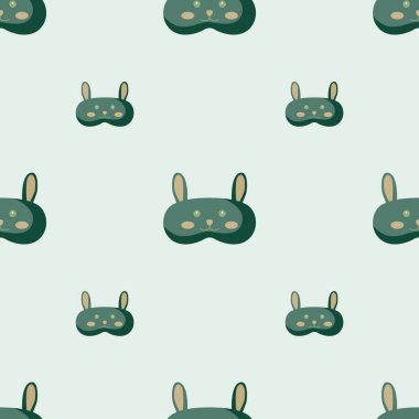 Tavşan yeşili, açık mavi arkaplanda geometrik, dikişsiz desen. Çocukların grafik tasarım elementleri farklı amaçlar için. Düz vektör illüstrasyonu.