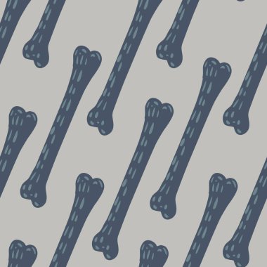 Lacivert kemikli, karikatürsüz, desenli köpek süsü. Gri arka plan. Yavru köpek süsü. Stok çizimi. Tekstil, kumaş, hediye paketi, duvar kağıtları için vektör tasarımı.