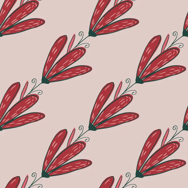 Floraison Botanique Abstraite Motif Sans Couture Avec Ornement Fleurs Rouges — Image vectorielle