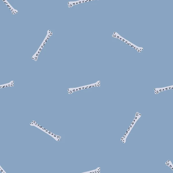 Seamless Pattern Minimalistic Style White Bones Doodle Print Blue Background — Stock Vector