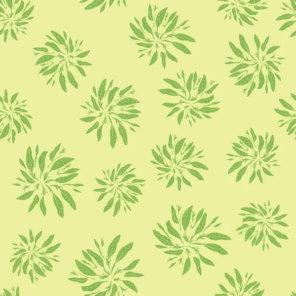 Silhouettes Tropicales Simples Feuilles Motif Aléatoire Sans Couture Fond Jaune — Image vectorielle