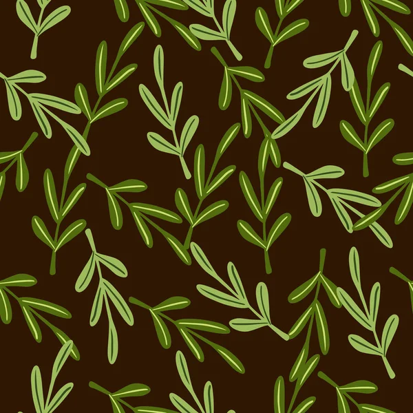 Les Brindilles Vertes Simples Feuilles Forment Motif Aléatoire Sans Couture — Image vectorielle