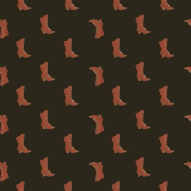 Güzel kadınlarla el çizimi, kusursuz desenler küçük şekiller çizer. Koyu kahverengi arka plan. Tarz izi. Stok çizimi. Tekstil, kumaş, hediye paketi, duvar kağıtları için vektör tasarımı.