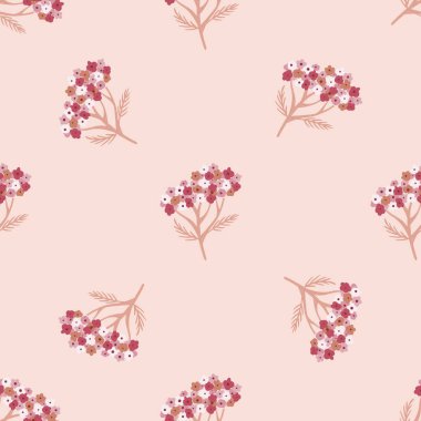 Minimalist tonlarda pürüzsüz desen ve pembe tonlarda karalama ipliği süsü. Stok çizimi. Tekstil, kumaş, hediye paketi, duvar kağıtları için vektör tasarımı.