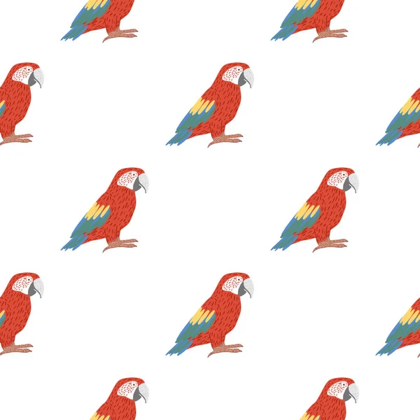 Isolé Motif Oiseaux Sans Couture Avec Impression Rouge Vif Perroquet — Image vectorielle