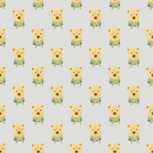 Amarelo Urso Marinheiro Silhuetas Sem Costura Doodle Padrão Pastel Fundo —  Vetores de Stock