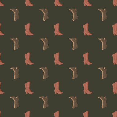 Kadınların çizme siluetlerini karaladığı basit, kusursuz bir şablon. Kahverengi soluk arkaplan Stok çizimi. Tekstil, kumaş, hediye paketi, duvar kağıtları için vektör tasarımı.