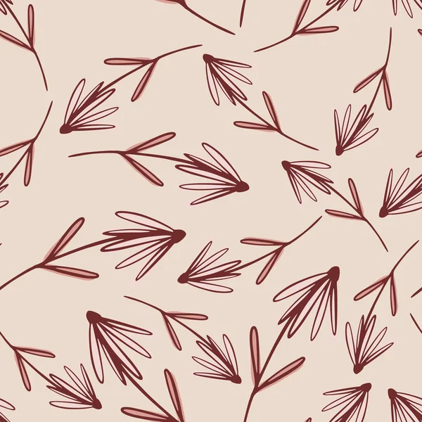 Random Semaless Nature Pattern Simple Outline Flowers Ornament Pink Pale — Διανυσματικό Αρχείο