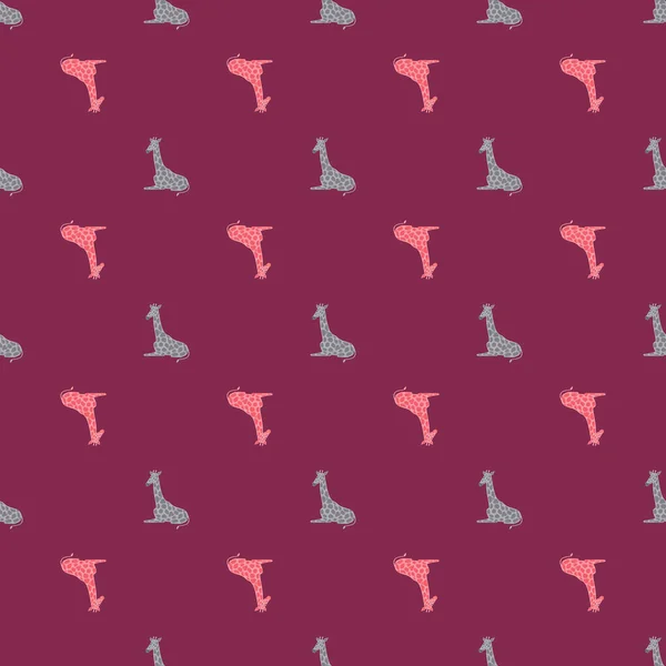Helder Naadloos Patroon Met Roze Blauw Gekleurde Giraffe Ornament Donker — Stockvector