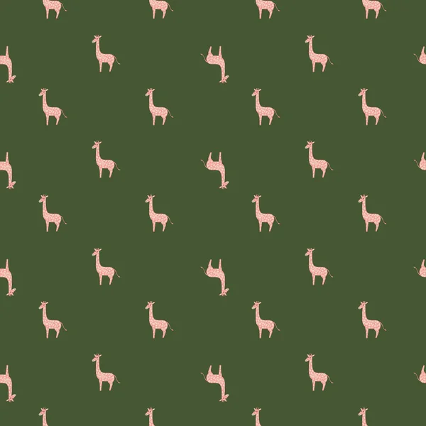 Abstract Seamless Animal Safari Seamless Pattern Pink Little Giraffe Ornament — Stock vektor