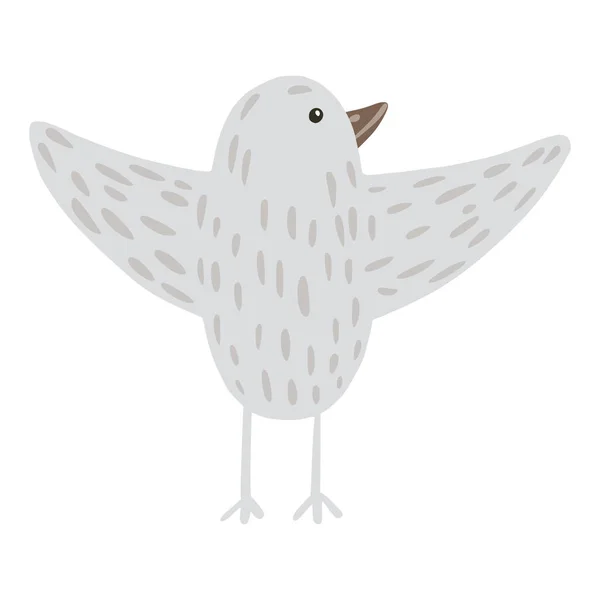 Oiseau Volant Isolé Sur Fond Blanc Mignon Caractère Simple Couleur — Image vectorielle