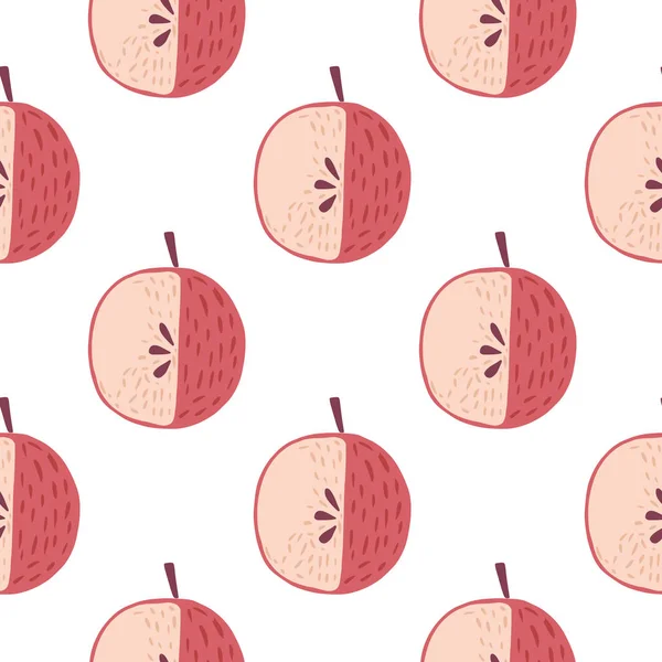 Rode Roze Gekleurde Appels Doodle Eenvoudige Naadloze Patroon Cartoon Stijl — Stockvector