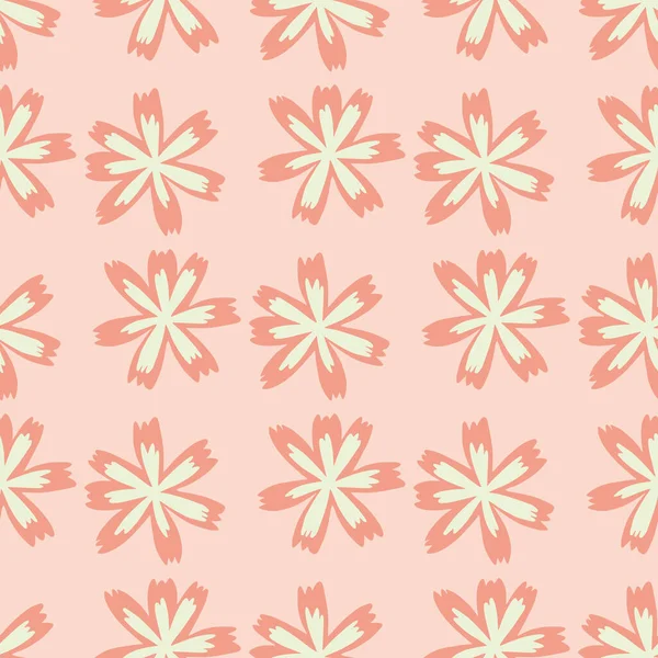 Niedliches Nahtloses Muster Mit Frühlingsblumen Silhouetten Pinkfarbenes Kunstwerk Einfaches Design — Stockvektor