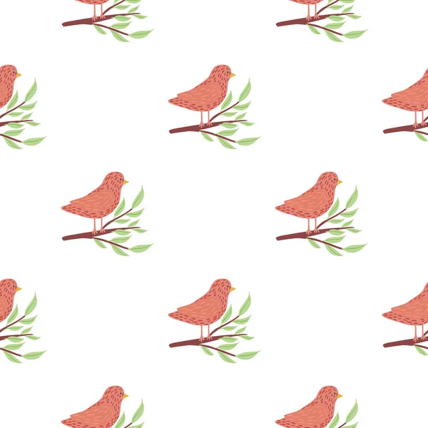 Patrón Inconsútil Aislado Naturaleza Con Silueta Simple Pájaro Rojo Adorno — Archivo Imágenes Vectoriales