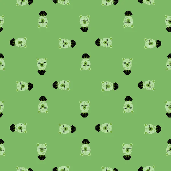 Funny Geometric Animal Print Cute Bears Tuxedo Print Green Pastel — Stock Vector