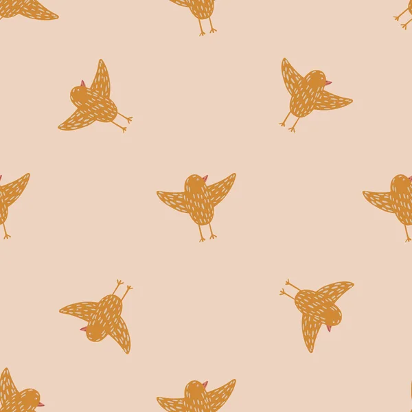 Modello Stile Minimalista Senza Cuciture Con Forme Uccelli Colore Arancione — Vettoriale Stock