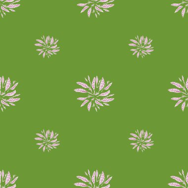 Hafif yaprak siluetleri ile minimalist stil kusursuz bahar doğası deseni. Yeşil arka plan. Karalama çizimleri. Kağıt ve kumaş dokuları için grafiksel tasarım. Vektör İllüstrasyonu.