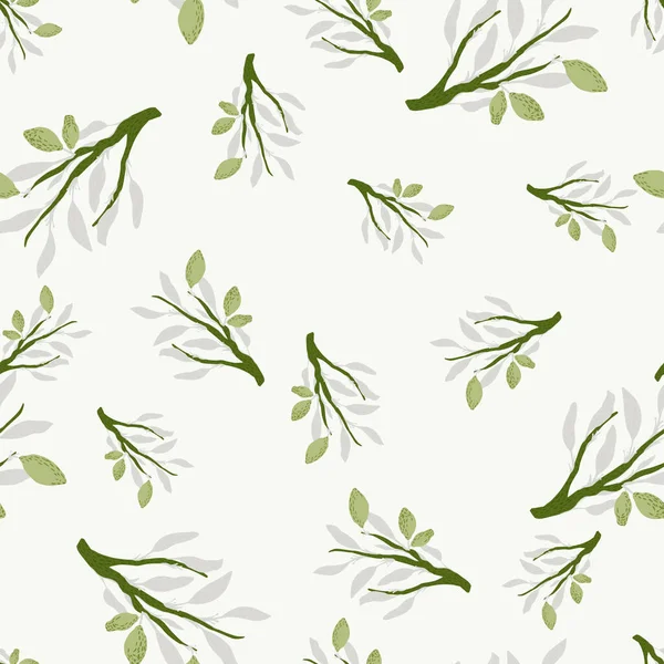 Random Seamless Pattern Green Lemons Branches Print Light Pastel Background — Stock Vector