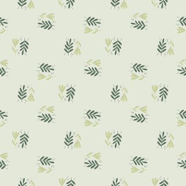 Karalama stilinde soyut, küçük botanik süslemeleri. Hafif pastel arkaplan. Mevsimlik tekstil baskıları, kumaş, afişler, arkaplanlar ve duvar kağıtları için vektör illüstrasyonu.