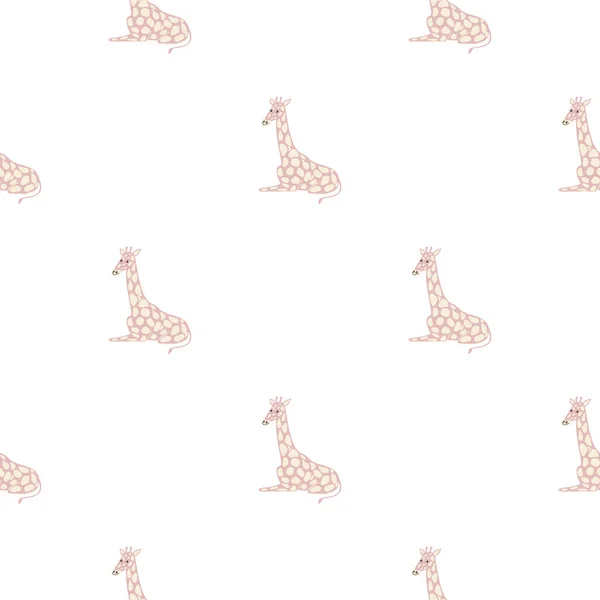 Изолированный Бесшовный Рисунок Каракулями Светло Розового Силуэта Жирафа Белый Фон — стоковый вектор