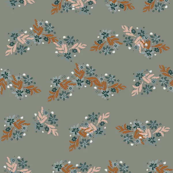 Silhouettes Feuillage Couleur Beige Motifs Floraux Sans Couture Fond Gris — Image vectorielle