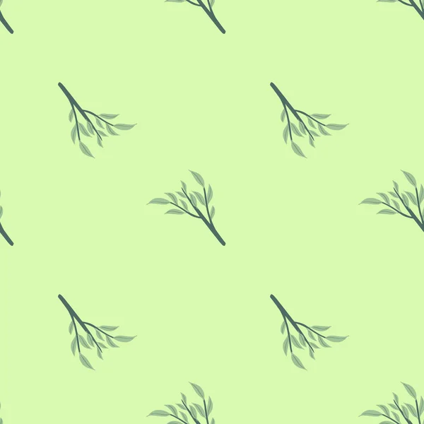 Minimalistisch Naadloos Patroon Met Groene Bladeren Takken Silhouetten Print Pastel — Stockvector
