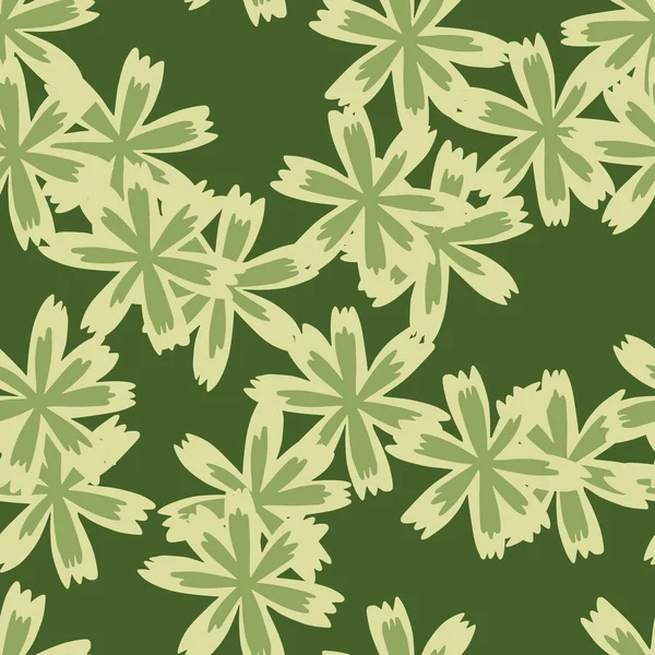 Patrón Sin Costura Flor Con Estampado Flores Aleatorias Color Verde — Vector de stock