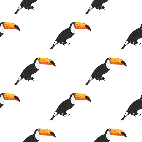 Zoo Motif Doodle Sans Couture Avec Ornement Oiseau Toucan Mignon — Image vectorielle