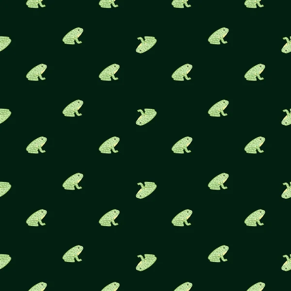 Abstraktní Zoo Wilflige Bezešvé Vzor Kontrastní Zelené Žáby Ornament Tmavé — Stockový vektor