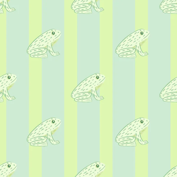Childish Animal Seamless Pattern Contoured Frog Ornament Pastel Blue Green — Stock Vector